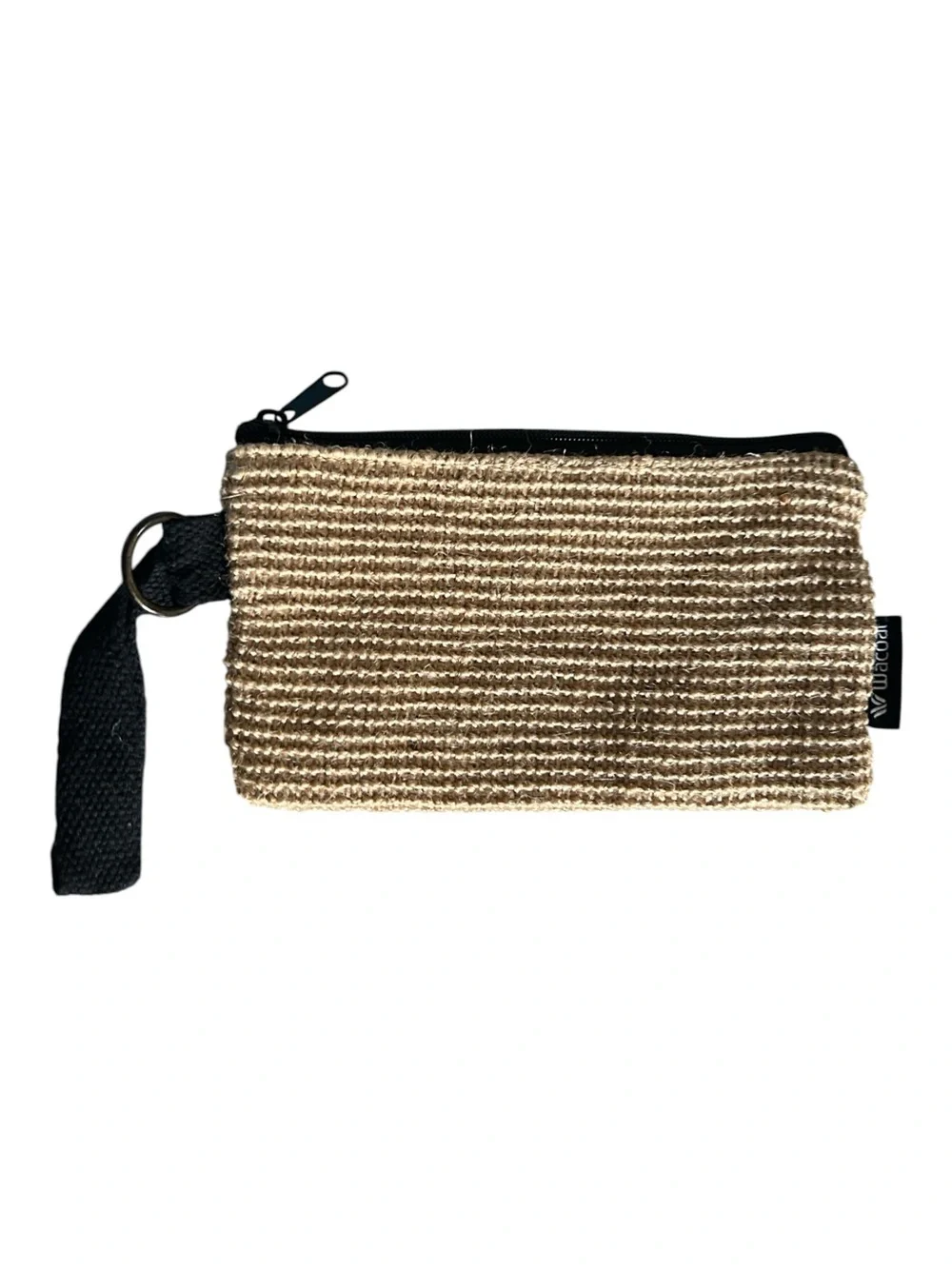 Wacoal Jute & Cotton Double Strap Tote With Matching Wristlet Pouch in Tan with